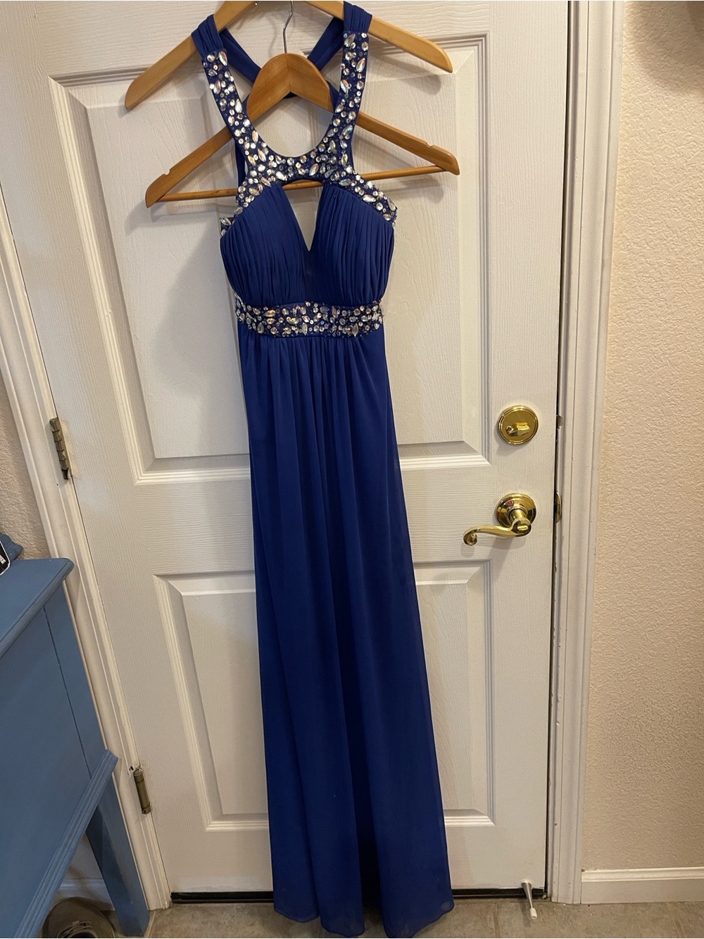 CACHE Royal Blue Embellished Chiffon Evening Gown